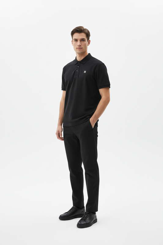 Black Polo – Male Model Studio Shot