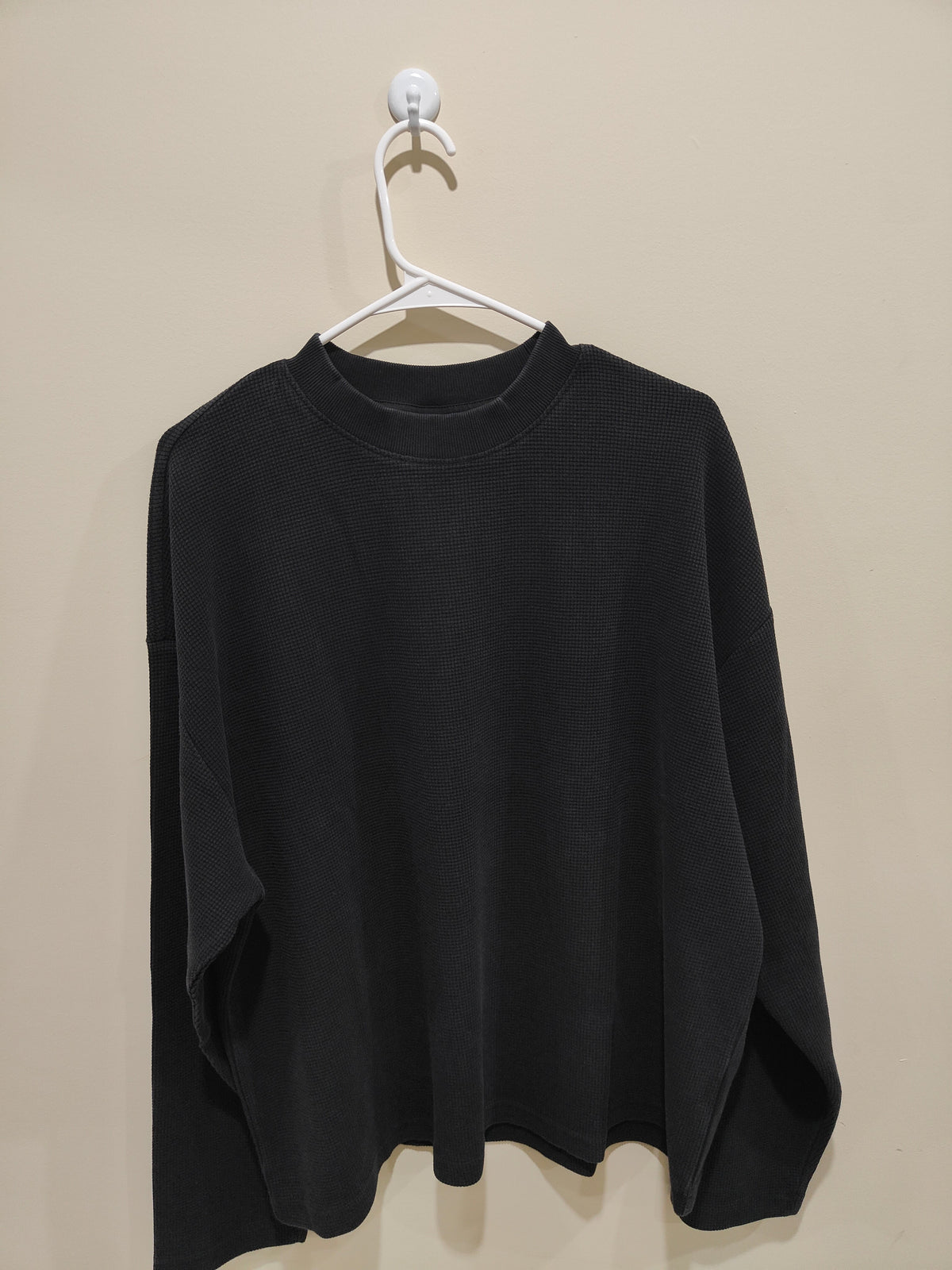 Black Waffle Knit boxy