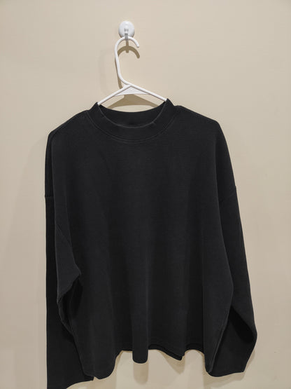 Black Waffle Knit boxy