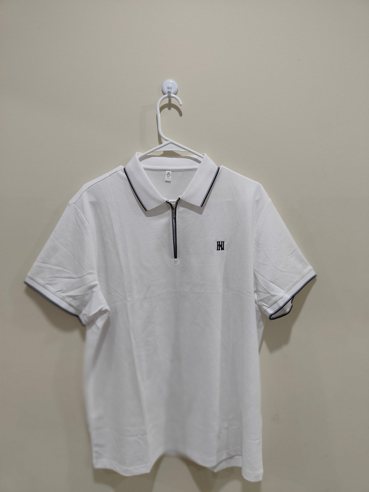 White Zip Polo
