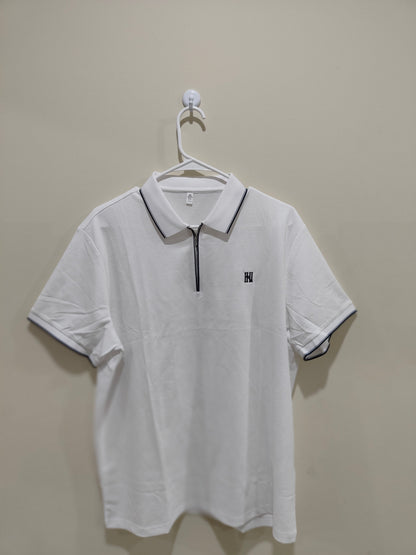 White Zip Polo